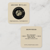 Carte De Visite Carré Couverture artistique d'objectif de caméra de (Devant / Derrière)