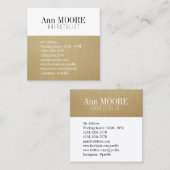 Carte De Visite Carré Couverture élégante fendue de blanc d'or (Devant / Derrière)