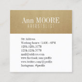 Carte De Visite Carré Couverture élégante fendue de blanc d'or (Dos)