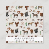 Carte De Visite Carré Cowboy Cowgirl Western Rodeo Pays QR Code (Devant)