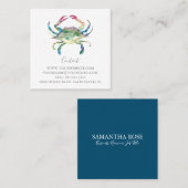 Carte De Visite Carré Crabe d'aquarelle tropicale (Devant / Derrière)