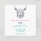 Carte De Visite Carré Crâne de vache Boho avec turquoise Bohemian (Dos)