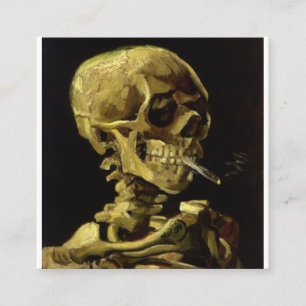 Carte De Visite Carré Crâne d'un squelette avec feu de cigarette Vincent
