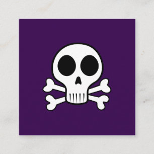 Carte De Visite Carré Crâne éffrayant sur un arrière - plan noir