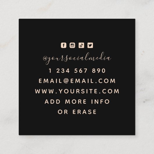 Carte De Visite Carré Crâne serpent style gothique tatouage Artiste mini (Dos)