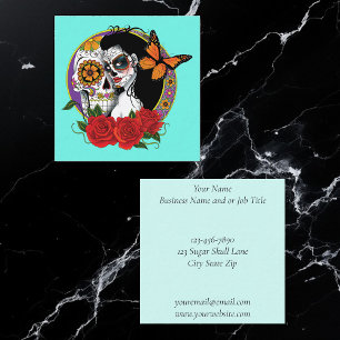 Carte De Visite Carré Crânes à sucre Art Nouveau