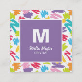 Carte De Visite Carré Crayon Couleur Splashes Artsy Creative (Dos)
