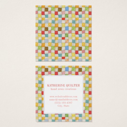 Carte de visite Carré CRAZY QUILT (Devant & derrière)