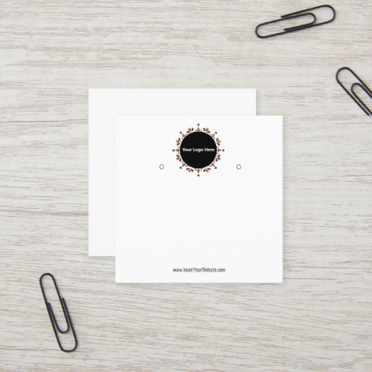 Carte De Visite Carré Creat Your Custom Logo Earring Display Card (Devant/Arrière en situation)