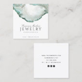 Carte De Visite Carré Créateur de bijoux d'Agate Vert Abstrait (Devant / Derrière)