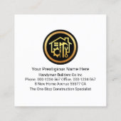 Carte De Visite Carré Création Handyman Outils Bâtir (Dos)