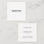 Carte De Visite Carré Creative B&W Plain Moderne Professionnel Minimalis (Devant / Derrière)