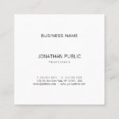 Carte De Visite Carré Creative B&W Plain Moderne Professionnel Minimalis (Dos)