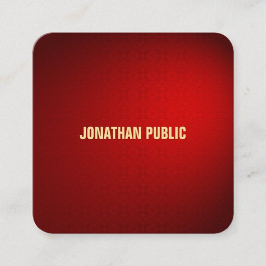 Carte De Visite Carré Creative Black Red Damask Design Modèle de luxe (Devant)