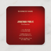 Carte De Visite Carré Creative Black Red Damask Design Modèle de luxe (Dos)