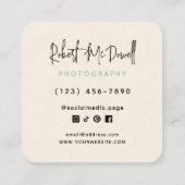 Carte De Visite Carré Creative social media mint cream photographer (Dos)