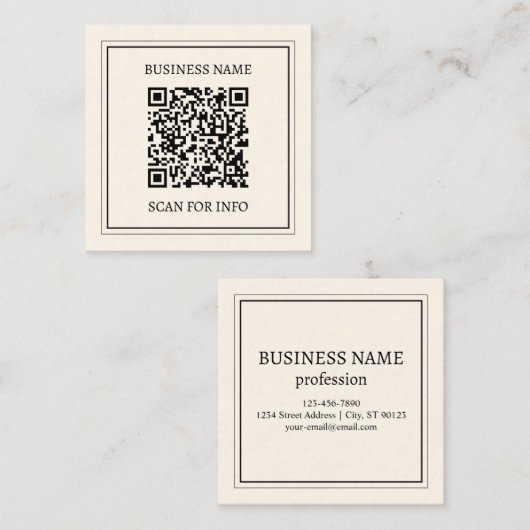 Carte De Visite Carré Créer instantanément un code QR numérisable pour l (Devant / Derrière)