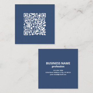 Carte De Visite Carré Créer un code QR analysable | Bleu de marine