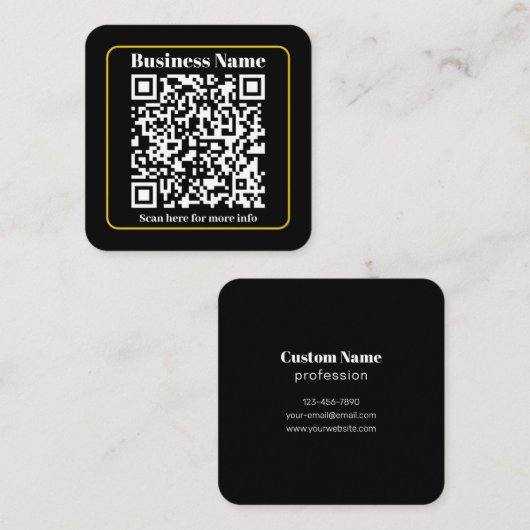 Carte De Visite Carré Créer un code QR d'entreprise instantanément scann (Devant / Derrière)