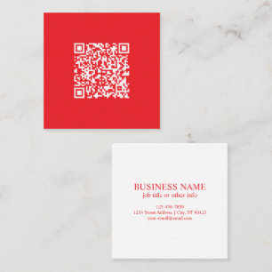 Carte De Visite Carré Créer un code QR rouge scannable (modifiable)