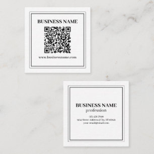 Carte De Visite Carré Créer un code QR scannable Noir & Blanc