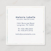 Carte De Visite Carré Crème Abstraite moderne & Laver Aquarelle Bleue (Dos)