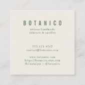 Carte De Visite Carré Crème Botanique Flore Simple Classé (Dos)