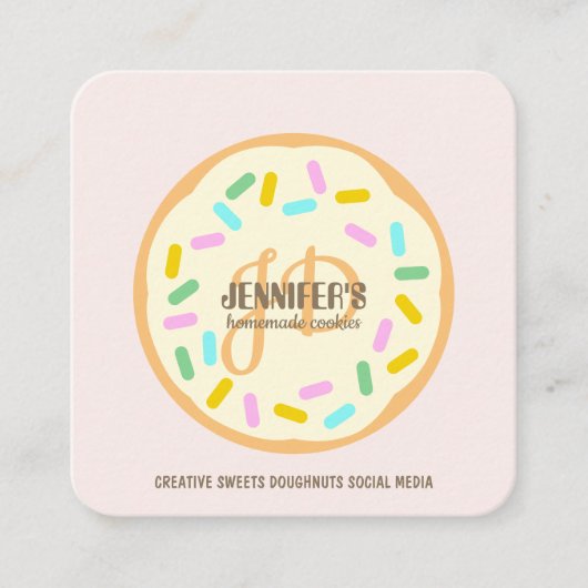 Carte De Visite Carré Crème rose Blush Cuisine créative Cuisine créative (Devant)