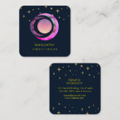 Carte De Visite Carré Crescent Lune Violet Mystique Boho Ciel cosmique (Devant / Derrière)