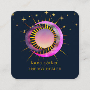 Carte De Visite Carré Crescent Moon Soleil Violet Mystique Boho Ciel cos