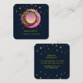 Carte De Visite Carré Crescent Moon Soleil Violet Mystique Boho Ciel cos (Devant / Derrière)