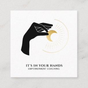 Carte De Visite Carré *~* Cresent à main Lune Noir Or Soleil Énergie c