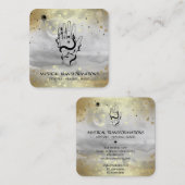 Carte De Visite Carré *~* Cristaux Boho Hand Snake Lune Magique Gris  (Devant / Derrière)