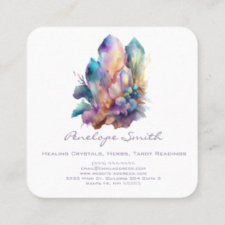 Carte De Visite Carré Cristaux d'aquarelle