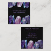 Carte De Visite Carré * Cristaux d'univers d'aquarelle de pierre gemme (Devant / Derrière)