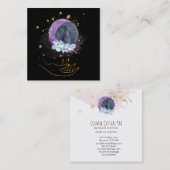 Carte De Visite Carré *~* Cristaux Lune Ciel Cosmos Healing Main (Devant / Derrière)