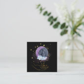 Carte De Visite Carré *~* Cristaux Lune Ciel Cosmos Healing Main (Debout devant)
