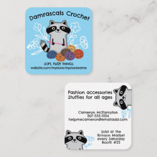 Carte De Visite Carré Crochet crochet boules de fil joli raccoon