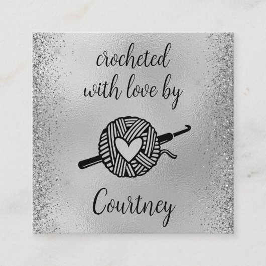 Carte De Visite Carré Crocheté Avec Amour (Devant)