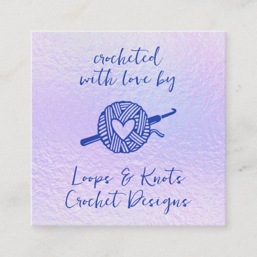 Carte De Visite Carré Crocheté Avec Amour (Devant)