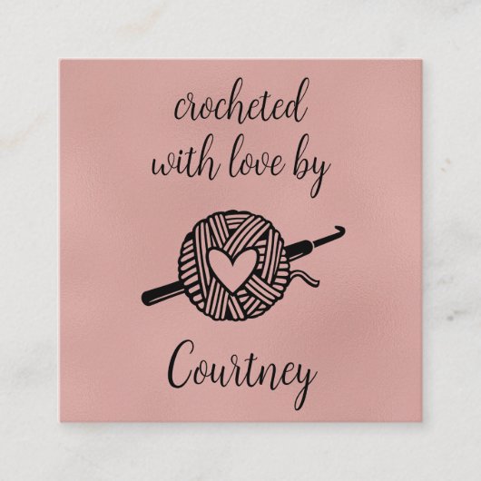 Carte De Visite Carré Crocheté Avec Amour (Devant)