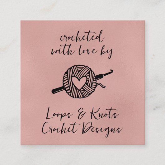 Carte De Visite Carré Crocheté Avec Amour (Devant)