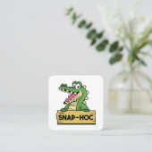 Carte De Visite Carré Crocodile amusant Alligator et Zookeeper (Debout devant)