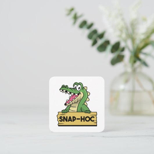 Carte De Visite Carré Crocodile amusant Alligator et Zookeeper (Debout devant)