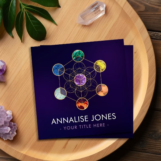 Carte De Visite Carré Cube de Metatron Chakras Géométrie sacrée