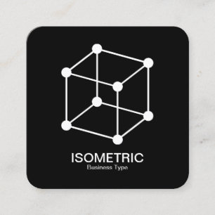 Carte De Visite Carré Cube isiné isétrique - Blanc sur Noir