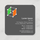 Carte De Visite Carré Cube isine istro - Blanc, Vert et Orange sur Gris (Dos)