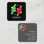 Carte De Visite Carré Cube isinière isométrique - blanc, vert et rouge s (Devant / Derrière)