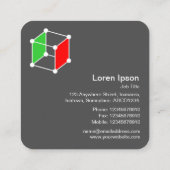 Carte De Visite Carré Cube isinière isométrique - blanc, vert et rouge s (Dos)
