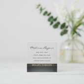 Carte De Visite Carré Cuir blanc Faux moderne avec texture chic (Debout devant)